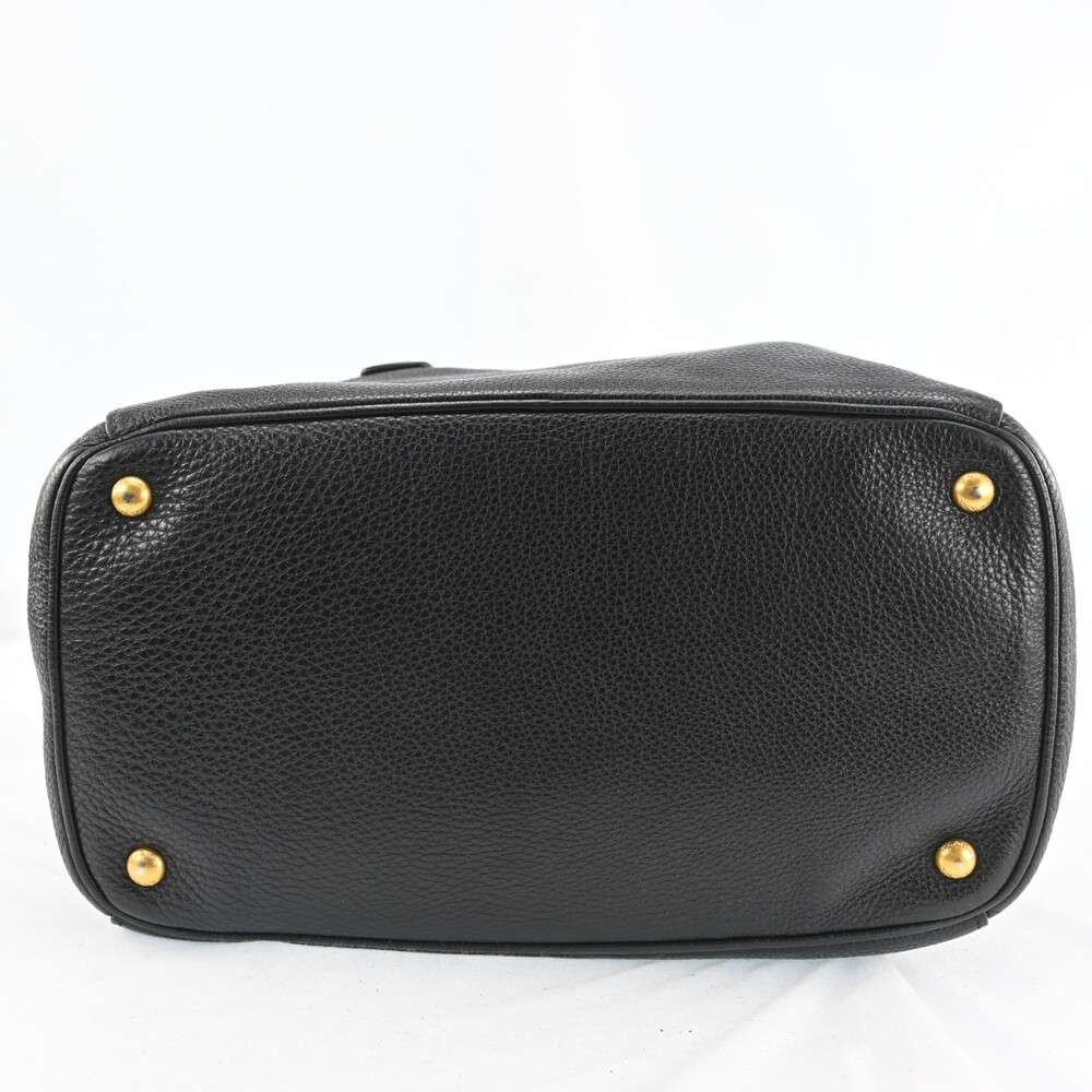Auth Prada Logos Leather Hand Bag Black #259303P53B - Picture 10 of 15